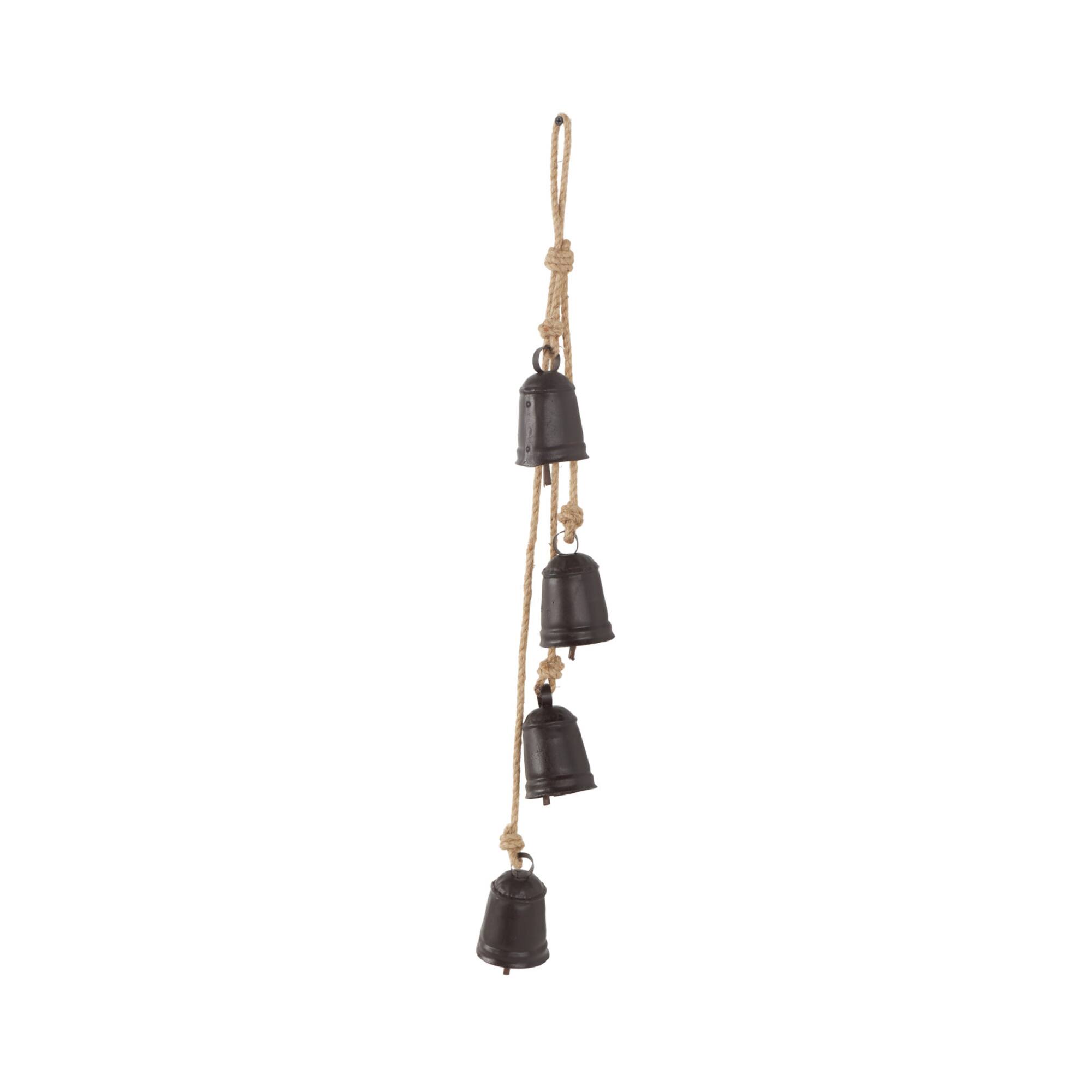 29" Metal Handmade Decorative Cow Bell with Jute Hanging Rope